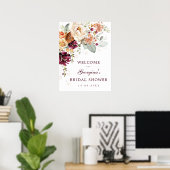 Bordeaux Oranje Bruiloft Welkom Poster (Thuiskantoor)