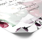 Bordeaux Paars Perzik Bloem Bruiloft Welkom Bord Poster (Hoek)