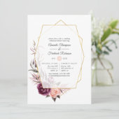 Bordeaux Plum en Blush Geometrische repetitie Dine Kaart (Staand voorkant)