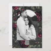 Bordeaux Red Roses Shadowy Grey Floral Verloving Kaart (Achterkant)