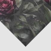 Bordeaux Rode Rozen Schaduwrijk Grijs Bloemend Huw Tissuepapier (Detail)