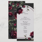 Bordeaux Rode Rozen Schaduwrijke Grijze Bloemige B Menu (Voorkant / Achterkant)