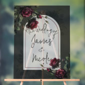 Bordeaux rode rozen schimmige grijze bloemenbruilo acryl bord (Neutraal)