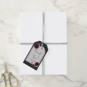 Bordeaux rode rozen schimmige grijze bloemenbruilo cadeaulabel (Met Touw)