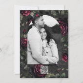 Bordeaux rode rozen schimmige grijze bloemenbruilo kaart (Achterkant)