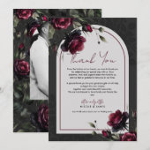 Bordeaux rode rozen schimmige grijze bloemenbruilo kaart (Voorkant / Achterkant)