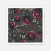 Bordeaux rode rozen schimmige grijze bloemenbruilo servet (Voorkant)