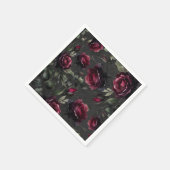 Bordeaux rode rozen schimmige grijze bloemenbruilo servet (Hoek)