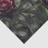 Bordeaux rode rozen schimmige grijze bloemenbruilo tissuepapier (Detail)