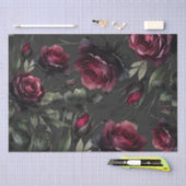 Bordeaux rode rozen schimmige grijze bloemenbruilo tissuepapier (Craft)