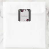 Bordeaux rode rozen schimmige grijze bloemenbruilo vierkante sticker (Tas)