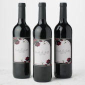 Bordeaux rode rozen schimmige grijze bloemenbruilo wijn etiket (Flessen)