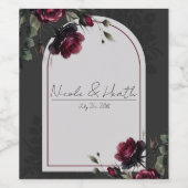 Bordeaux rode rozen schimmige grijze bloemenbruilo wijn etiket (Enkel label)