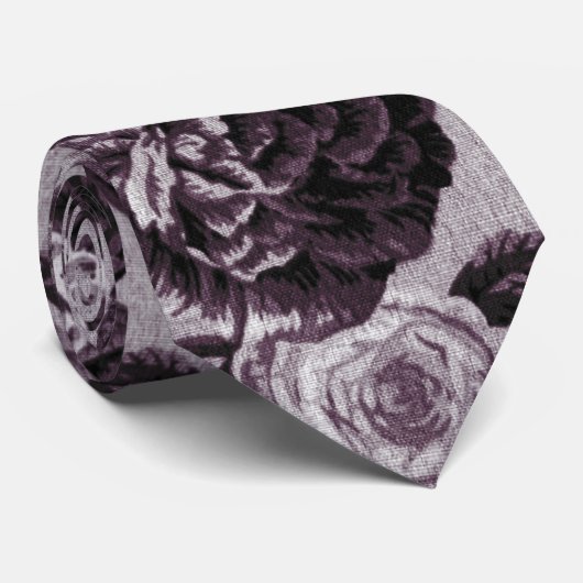 Bordeaux Rood  Bloemen Tegelstof Stropdas (Opgerold)