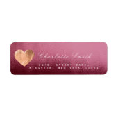 Bordeaux rood hart roze goud retour adres labels (Voorkant)