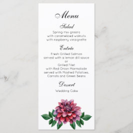 Bordeaux-rood huwelijksdiner menu. Dahlia's menu f