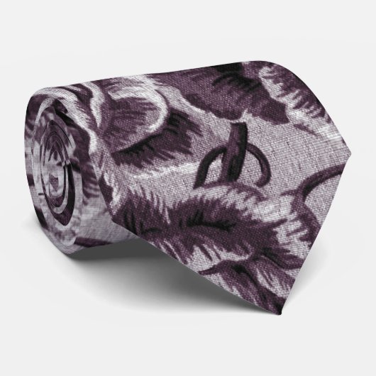 Bordeaux Rood Vintage Bloemendoekstof Stropdas (Opgerold)