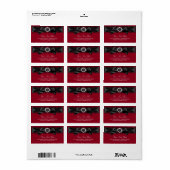 Bordeaux rood & zwart parel boog adreslabel etiket (Full Sheet)