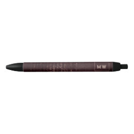 Bordeaux & Roségoud Vintage Calligrafie Monogram Zwarte Inkt Pen