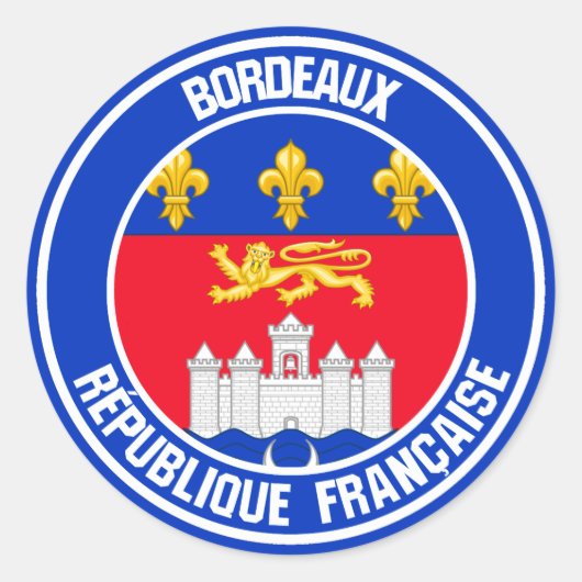 Bordeaux Round Emblem Ronde Sticker (Voorkant)