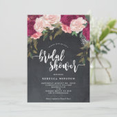 bordeaux roze bloemblaadjes vrijgezellenfeest uitn kaart (Staand voorkant)