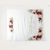 Bordeaux Roze Bloemen Bruiloft Photo Booth Wandkleed (Voorkant (horizontaal))