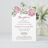 Bordeaux Roze Bloemen Bruiloftsreceptie Insteekkaa Kaart (Staand voorkant)