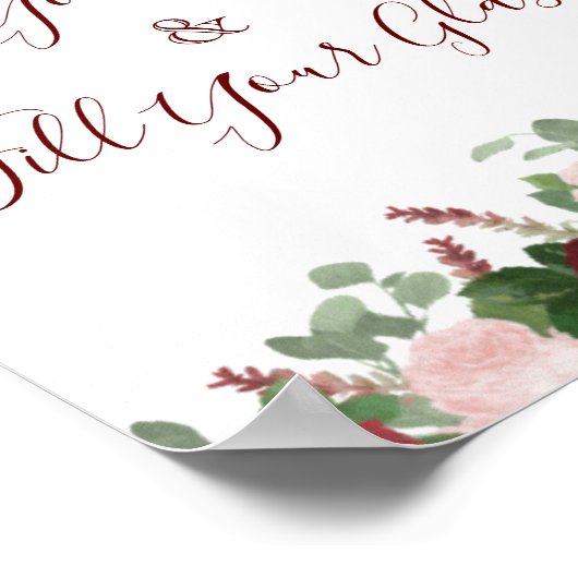 Bordeaux Roze Bloemige Rozen Bruidsfeest Decoratie (Hoek)