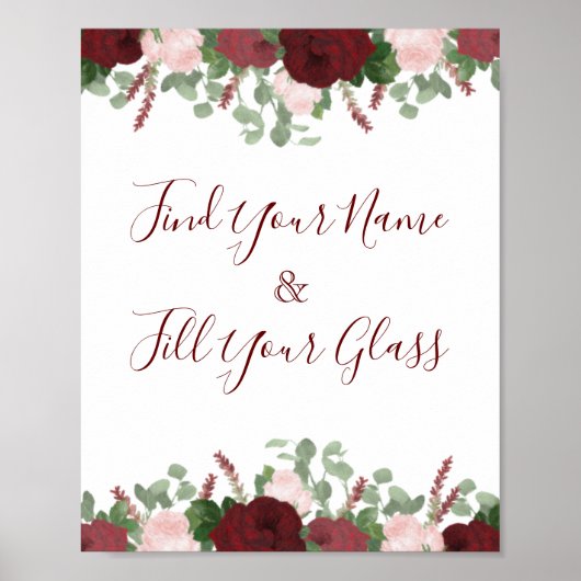 Bordeaux Roze Bloemige Rozen Bruidsfeest Decoratie (Voorkant)