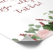 Bordeaux Roze Bruiloft Decoratie Bord (Hoek)