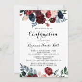 Bordeaux Roze Marine Bloemen Bevestiging Kaart (Voorkant)