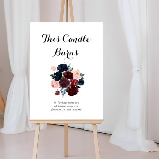 Bordeaux Roze Navy Bloem Deze Kaars Brandt Bord Poster