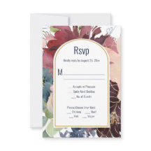 Bordeaux, Roze, Navy Gouden Boog RSVP
