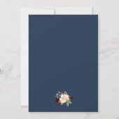 Bordeaux Roze Navyblauw Bloem Bruiloft Save The Date (Achterkant)