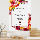 Bordeaux Roze Oranje Gele Bruiloft Welcome Poster (Keuken)