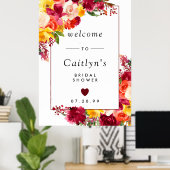 Bordeaux Roze Oranje Gele Bruiloft Welcome Poster (Thuiskantoor)