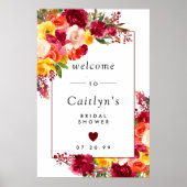 Bordeaux Roze Oranje Gele Bruiloft Welkom Poster (Voorkant)