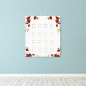 Bordeaux Roze Saffraan Bloem Bruiloft Zitplaatskaa Canvas Afdruk (Insitu (Houten vloer))