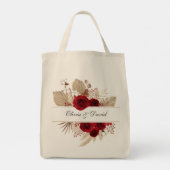 Bordeaux Rozen & Pampas Gras Trouwtas Tote Bag (Achterkant)