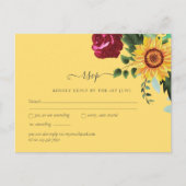 Bordeaux Rozen Zonnebloemen Trouw RSVP Briefkaart (Voorkant)
