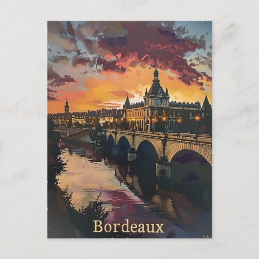Bordeaux schemering: Zonsondergang symfonie Paarse Briefkaart (Voorkant)
