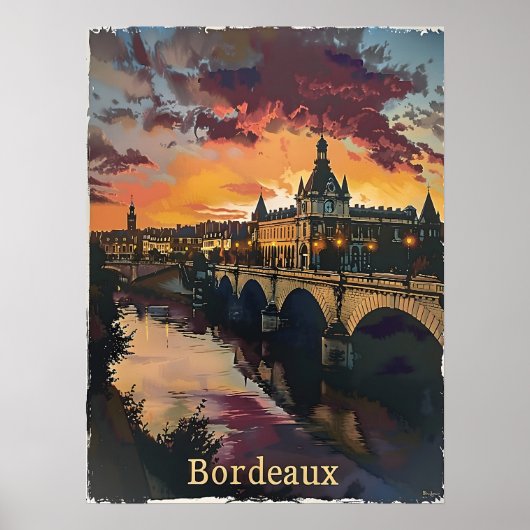 Bordeaux schemering: Zonsondergang symfonie Paarse Poster (Voorkant)