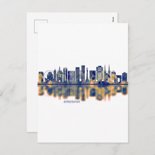 Bordeaux Skyline Feestdagenkaart (Voorkant / Achterkant)
