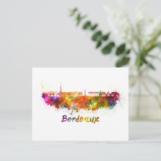 Bordeaux skyline in waterverf briefkaart (Staand voorkant)