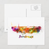 Bordeaux skyline in waterverf briefkaart (Voorkant / Achterkant)