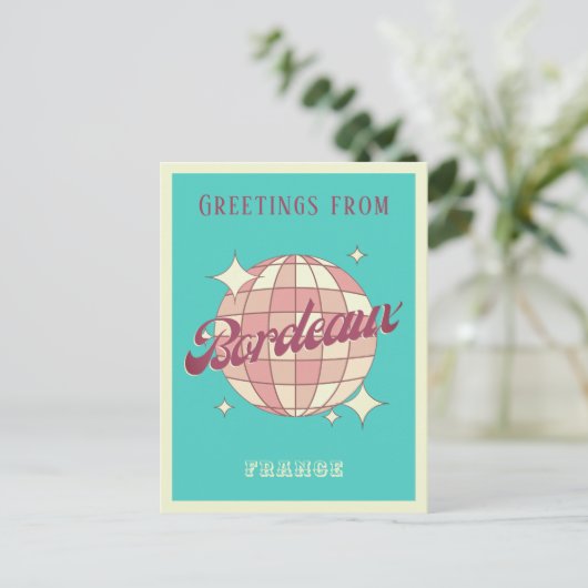 Bordeaux Stad Frankrijk Retro blauwgroen Briefkaa Briefkaart (Staand voorkant)
