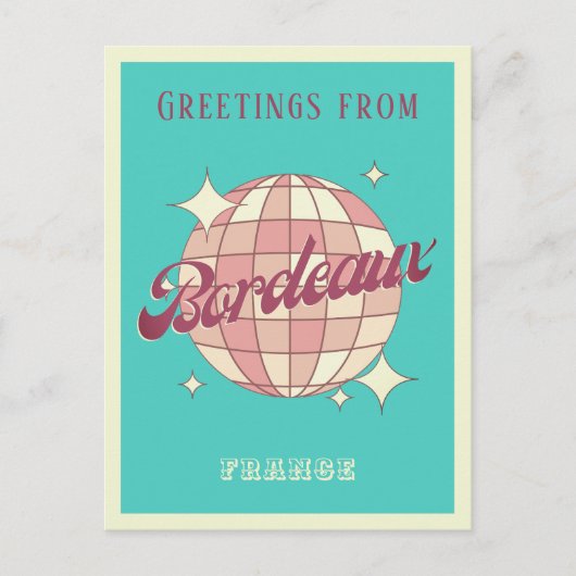 Bordeaux Stad Frankrijk Retro blauwgroen Briefkaa Briefkaart (Voorkant)