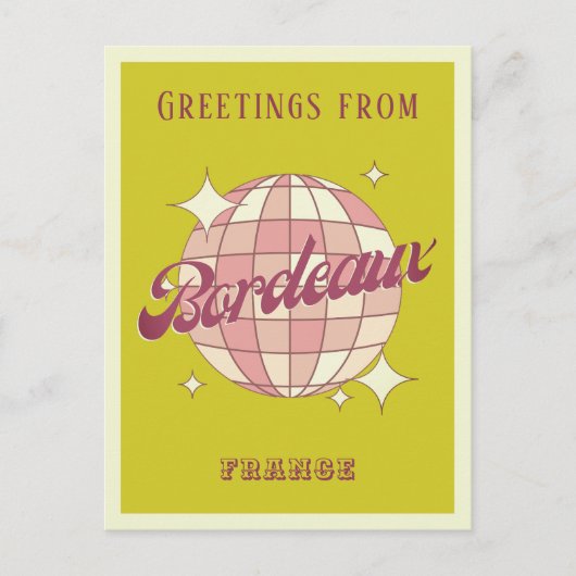 Bordeaux Stad Frankrijk Retro  groen Briefkaart (Voorkant)