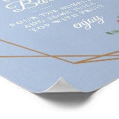 Bordeaux stoffig blauwe bruidsdouche mimosa bar bo poster (Hoek)