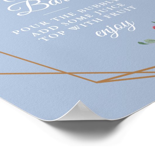 Bordeaux stoffig blauwe bruidsdouche mimosa bar bo poster (Hoek)